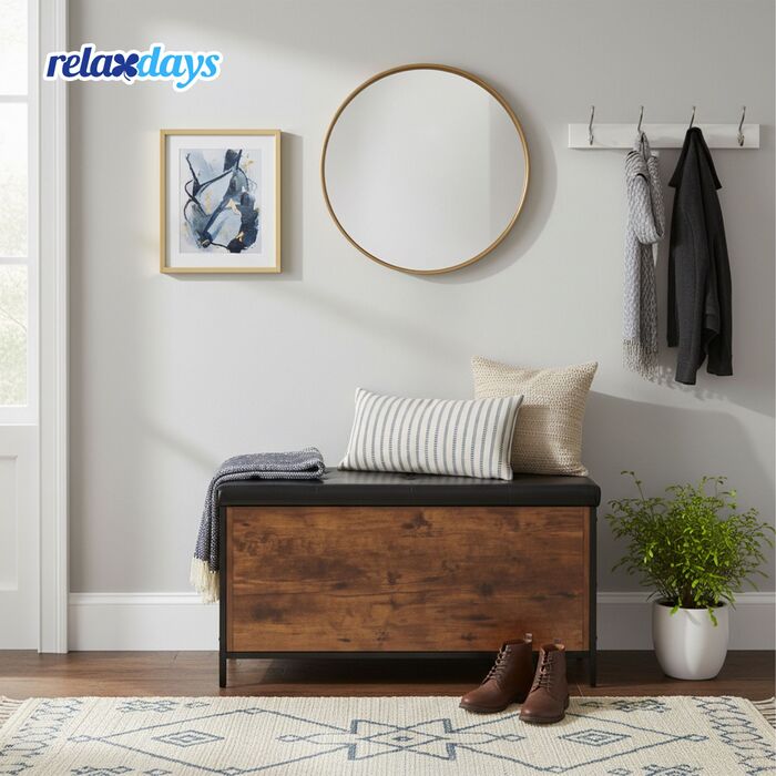 Лавка Relaxdays з місцем для зберігання, штучна шкіра