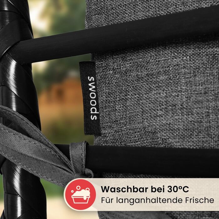 XXL Гамак-крісло Swoods з каркасом для дому та вулиці, яйцеподібне крісло, з подушкою, до 150 кг (темно-сірий)