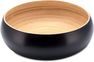 Декоративна бамбукова чаша великого розміру і кругла - чаша для чіпсів і бамбукова чаша відповідно. Чаша-ваза з фруктами Бамбук високоякісний напівглянцевий лакований- 30 см, чорний)