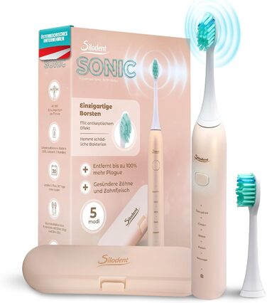 Електрична зубна щітка Silodent champagne, Midnight Blue. 5 програм, антисептичні щетинки, Power-батарея, етитуй. Тест-переможець, 100 днів без ризику.