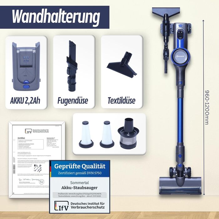 Акумуляторний пилосос 3-в-1 VARIO150: ручний, вертикальний, для килимів та підлоги, від тваринного волосся, до 45 хв роботи