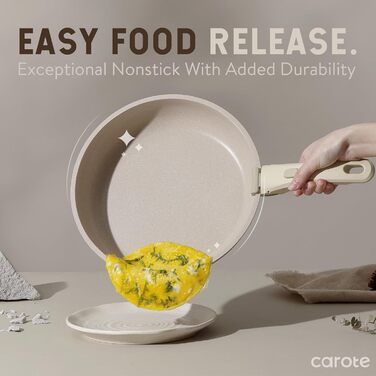 Набір каструль і сковорідок CAROTE на 15 предметів, зі знімною ручкою, індукційний кухонний посуд