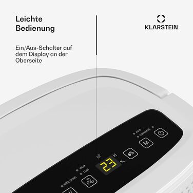 Електричний осушувач Klarstein DryFy 20L - 400W, 20л/день, білий. Для дому та офісу, з функцією сушіння білизни. Тиха робота 46dB, Auto-Swing, таймер, 5л бак.