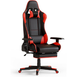 Ігрове крісло Game Hero Winner X1 з підставкою для ніг, функцією відкидання та регульованими по висоті підлокітниками - Офісне крісло преміум-класу Ергономічне письмове крісло для геймерів - З можливістю завантаження до 125 кг - Штучна шкіра - Червоний