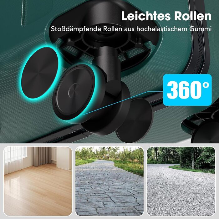 Набір валіз Vallsero: 5 шт., ABS, TSA-замок, рожеве золото, темно-зелений