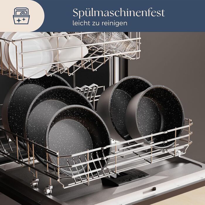 Набір посуду 17 частин з знімним ручками, антипригарне покриття, для всіх типів плит, включаючи індукційні, сумісний з духовкою (сірий)