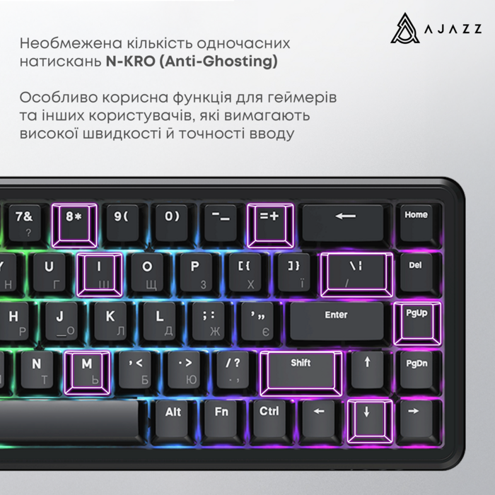 Клавіатура механічна дротова Ajazz AK680 MAX Magnetic Switch RGB USB Black