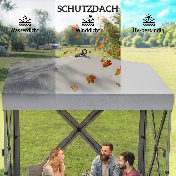 Намет-павільйон 1,85x1,85 м Водостійкий, Стабільний, Зимостійкий, Розкладний, з 4 сітчастими боковинами, кишенею, захистом від сонця SPF 30+