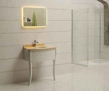 Дзеркало для ванної кімнати Dr. Fleischmann GS084N з LED-підсвічуванням (80x60 см, круглі кути, тепле біле світло)