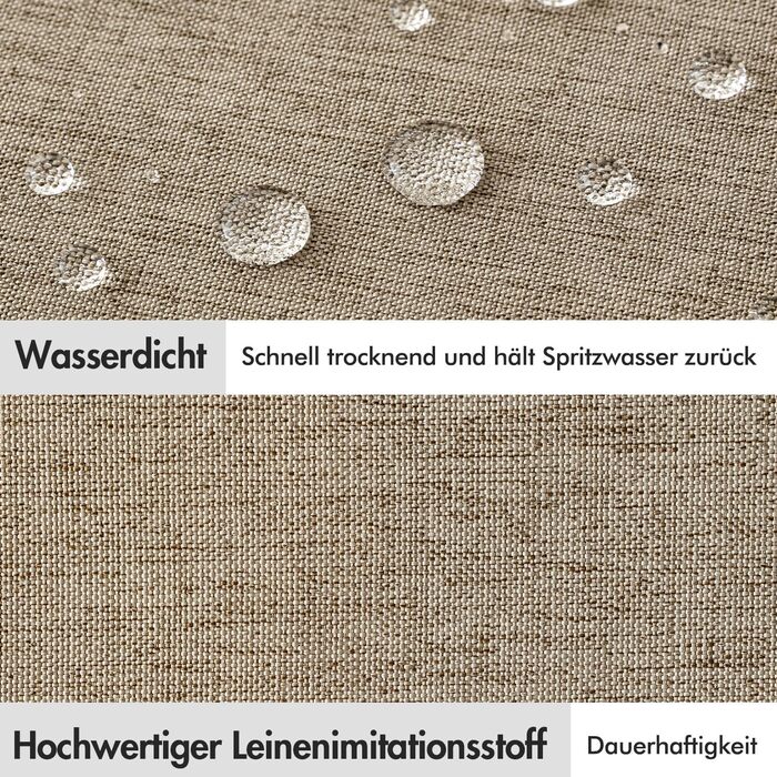 Шторка для душу MIULEE 120x200 см, льон, текстурована, з чорною окантовкою, готельний стиль, водонепроникна, антигрибкова, тканинна, з 8 кільцями, бежева