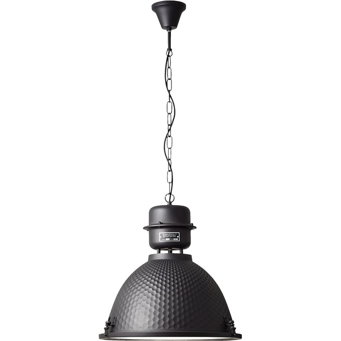 Регульований по висоті підвісний світильник з абажуром з регулюванням яскравості для їдальні, вітальні або кухні - виготовлений з металу/скла - з чорного корунду - Ø 48 см & 1,46 м у висоту