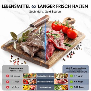 Вакууматор YASHE 5-в-1 з режимами для сухих та вологих продуктів, ширина шва 30 см, для Sous-Vide та консервації м'яса, риби, овочів та фруктів