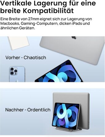 Підставка для ноутбука SODI вертикальна, автоматична, алюмінієва. Захист MacBook, MacBook Pro/Air, ноутбуків, планшетів, телефонів (Space Grey)