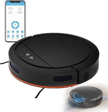 Робот-пилосос YEOOIYCW з функцією миття, 4000Pa, навігація, 150 хв роботи, керування через додаток, для шерсті тварин та килимів (білий)