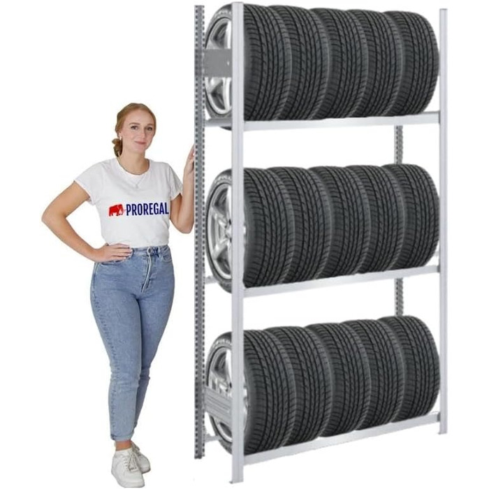 Стійка для шин PROREGAL PROEGAL - 200x106x43 см, 3 яруси, 150 кг навантаження, оцинкована, для гаража