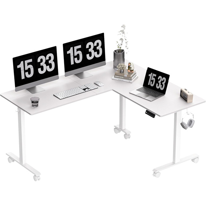 Електричний кутовий стіл BEXEVUE 160x140 см з регулюванням висоти, 3 пам'яті, антиколізійна система, для дому та офісу