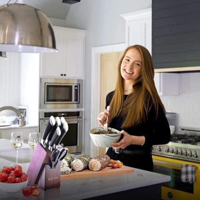 Набір кухонних ножів Chefhoablorn 15-TLG: професійний набір з нержавіючої сталі, 7 шт. (блок ножів)