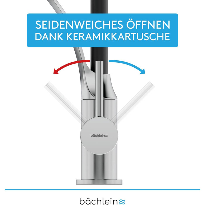 Змішувач для кухні Bchlein Nedo поворотний на 360, однією рукою, гнучка горловина, душ з кнопкою перемикання