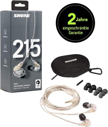 Навушники-вкладиші Shure SE215 прозорі з шумоізоляцією