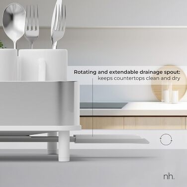 Сушарка для посуду висувна з нержавіючої сталі біла | сучасний мінімалістичний дизайн