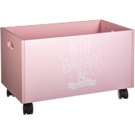 Ящик для іграшок Avilia з коліщатками, виготовлений з дерева МДФ, 48 х 28,5 х 28 см, рожевий