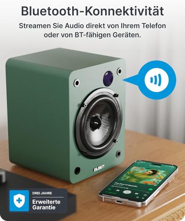 Активні колонки Majority D50X 60W 2.0 для ПК та HiFi: Bluetooth 5.3, HDMI ARC, AUX, вуглецевий диффузор, колір зелений