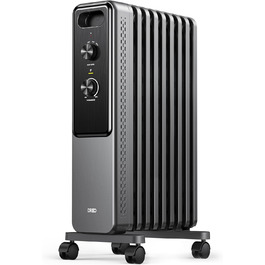 Електричний масляний радіатор Dreo з 9 ребрами, 2000W, тихий, з захистом від перегріву та перекидання, термостатом, дитячим замком, енергозберігаючий