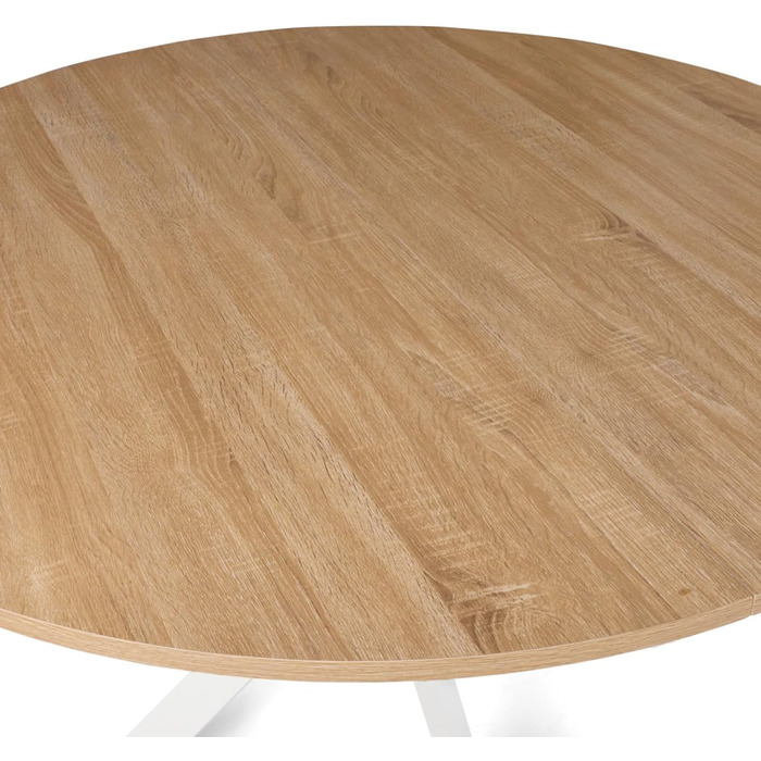 Столовий стіл IDMarket Alix, круглий, на металевих ніжках, 110 см, для 4-6 осіб, дерево та білий колір