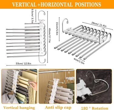 Вішалка для брюк ENCOUN 9 в 1, 2 шт. и, нековзна, компактна, багатофункціональна для штанів, одягу, рушників