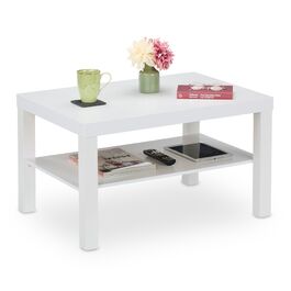 Relaxdays журнальний столик з двома полицями, білий