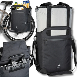 Велосипедна сумка для покупок - Задній кофр можна використовувати як сумку-кофр - В т.ч. знімна сумка-холодильник для покупок - об'єм 23 літра
