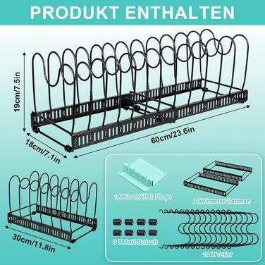 Тримач для кришки та ложки для каструлі, 14 відділень, розширюється, органайзер для кухні, сковорідок і тарілок