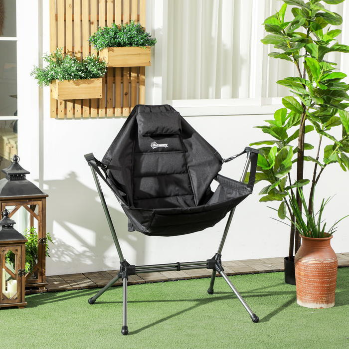 Складне садове крісло Outsunny Hammock Camping Chair до 120 кг, чорний від Oxford для саду та кемпінгу