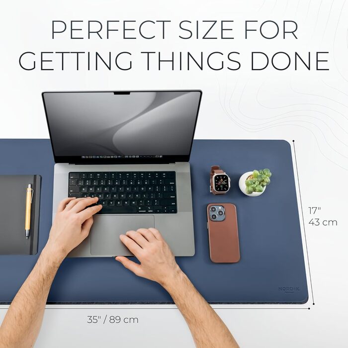 Кілимок для столу Nordik з екошкіри та фетру, великий підкладник під мишу та органайзер для кабелів (Sattelbraun, 89,9 x 43,2 см) — преміум аксесуар для домашнього офісу