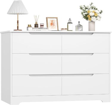 Комод HOCSOK білий з 6 висувними ящиками, 105x71x40 см – для вітальні, кухні, спальні