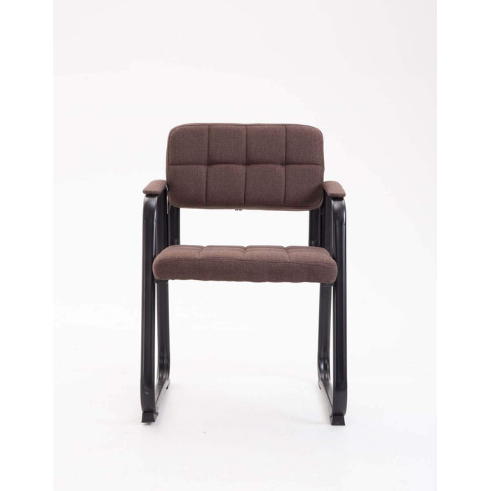 Крісло для відвідувачів Canada B з м'яким сидінням та тканинним покриттям. Зручне крісло для зони очікування з підлокітниками та металевим каркасом, колір: коричневий