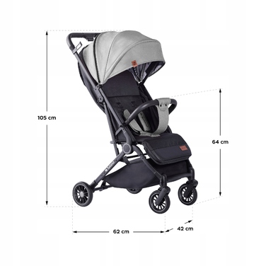Дитячий прогулянковий візок TULANO Milan 35, сірий, легкий, складний, з москітною сіткою
