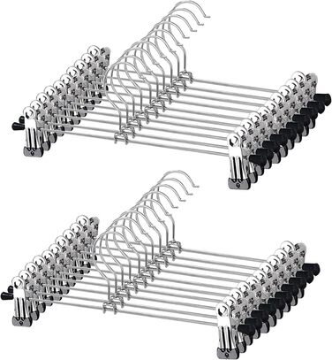 Металеві вішалки для штанів, вішалки для спідниць 35 см, компактні з нековзними затискачами для штанів, спідниць, шкарпеток, 20 шт.