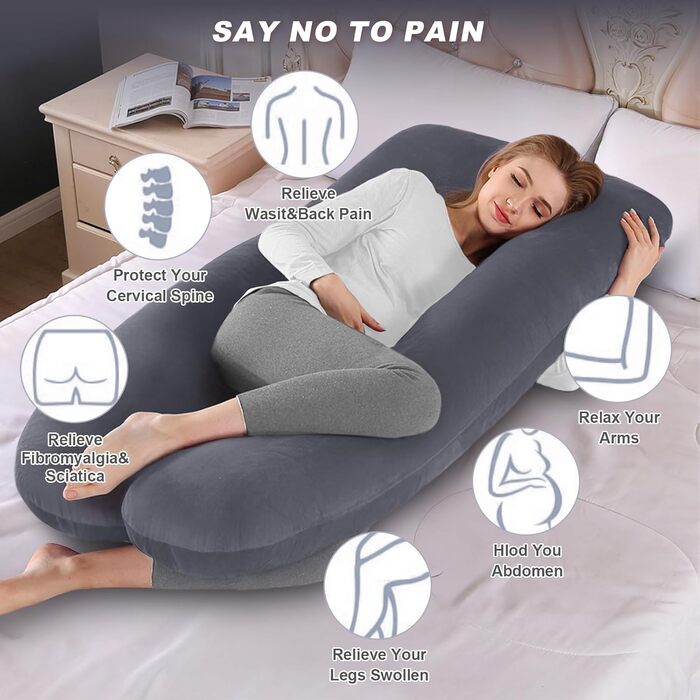 Вагітний подушковий, U-подібний, повноекранний, подушка для годування, подушка підтримки, подушка для вагітних, знімний чохол, 140x70 см (Ліловий, Велюр)