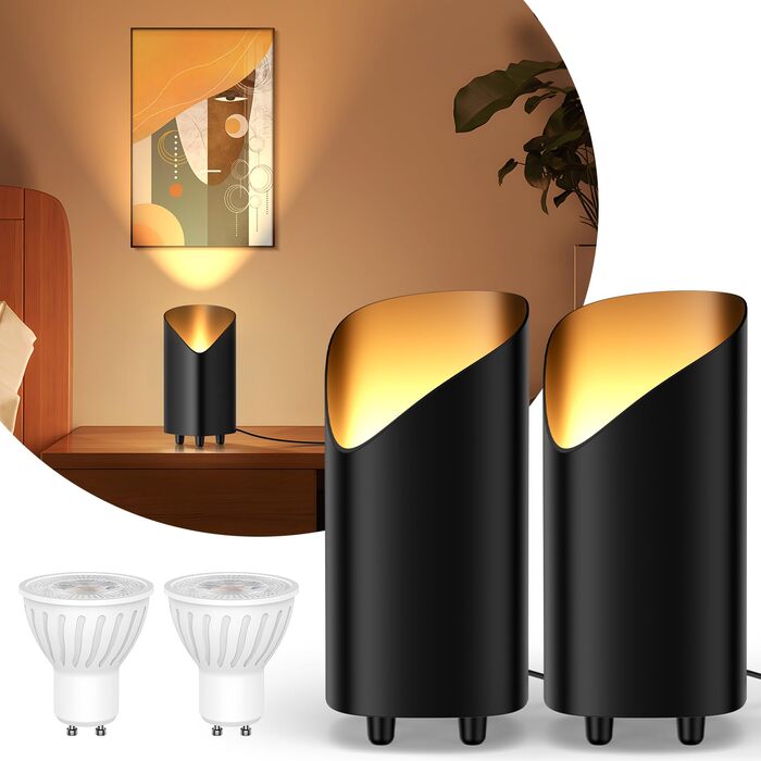 Світлодіодний прожектор LED Uplight Spot 7W чорний для підсвічування, з лампою GU10 500LM, тепле світло 3000K, з ножним вимикачем