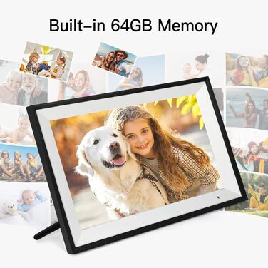 Цифровий фоторамка 10.1 дюйма з Wi-Fi, 32GB, IPS сенсорний екран, автоматичне обертання, чорний колір