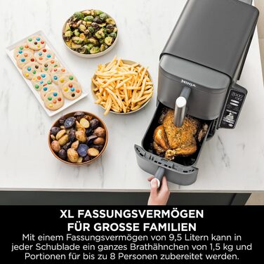 Фритюрниця Ninja Foodi FlexDrawer AF500EUCP: 7-в-1, Dual Zone, Airfryer з подвійними зонами, чорний & мідний колір