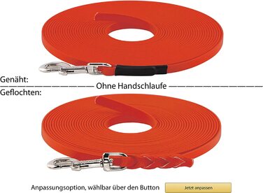 Повідець Ленні, 19 мм з біотану, для великих собак вагою від 35 кг, 3 м 5 м 8 м 10 м 15 м 20 м, без / з ремінцем на зап'ясті, з вибором карабіна, зшитий / плетений