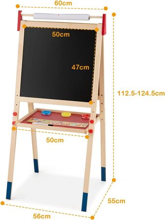 Дитяча мольберт-стіл LIFEZEAL з крейдяною дошкою, дерев'яний, 52.5 x 51.5 x 106.5 см