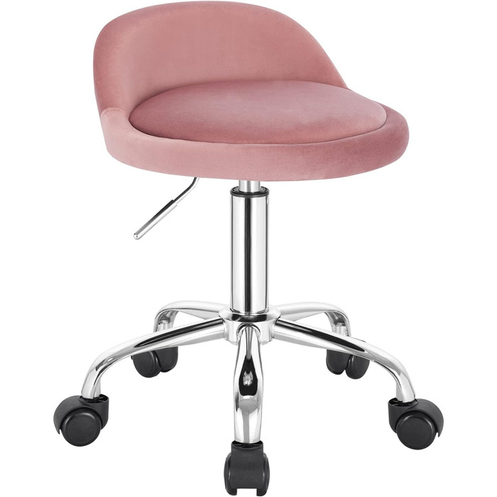 Офісний стілець WOLTU з коліщатками, поворотний стілець з регульованою висотою, роликовий стілець з низькою спинкою, робочий стілець з висотою сидіння 43-54, 5 см BS127sz (рожевий)