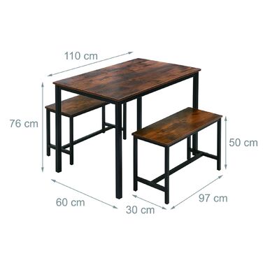 Набір столу та двох лавок Relaxdays