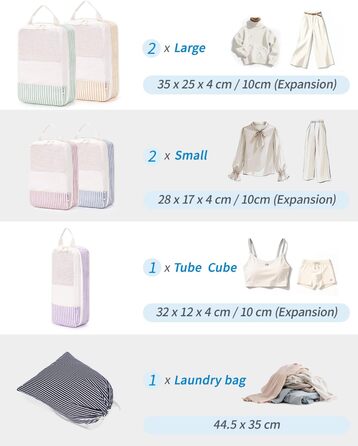 Набір органайзерів для валізи та рюкзака Narwey, 6 шт, компресійні пакувальні куби для подорожей, синій з візерунком