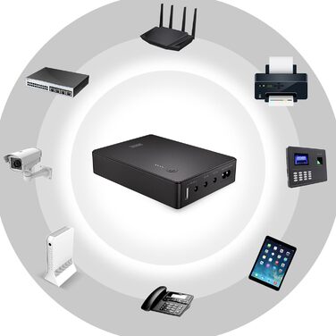 Mini UPS для роутера, модема, камери: безперебійне живлення 37Wh, USB 5V/9V/12V, AC-DC