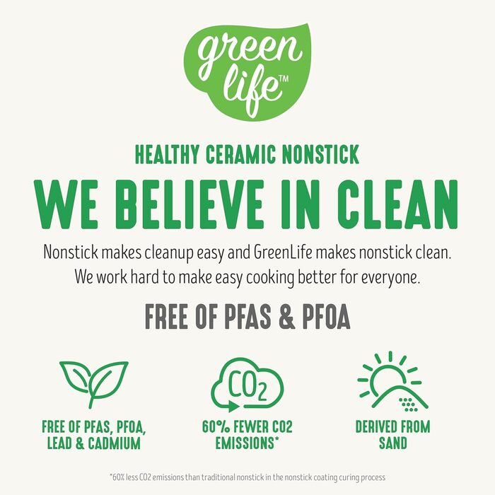 Набір кухонного посуду GreenLife 10 предметів з антипригарним покриттям, знімними ручками та стійким до утворення накипу, нетоксичний, без PFAS, для індукційних плит, економний, з сервірувальними тарілками