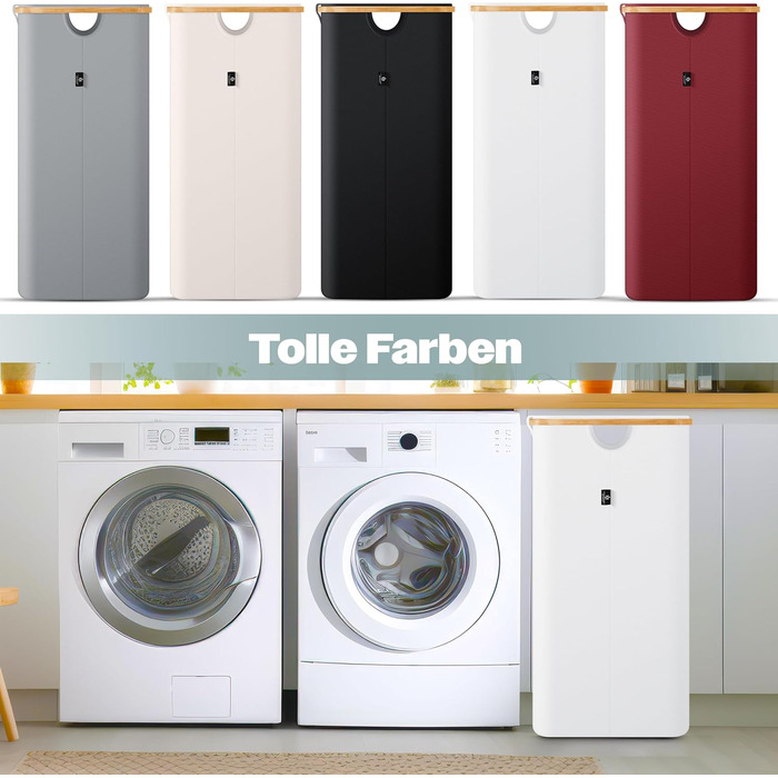 Кошик для білизни KESSER® з кришкою, 2 відділення, складний, 100 л, білий